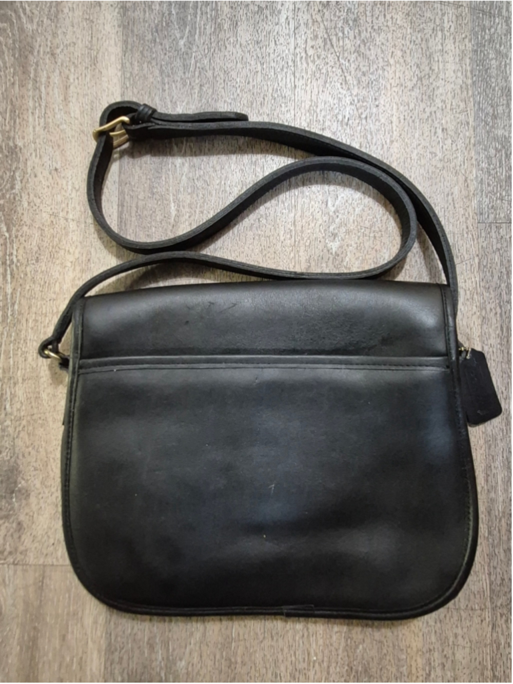 Women's Vtg Coach Leather Crossbody Bag One Size Black Gold - Picture 2 of 13
